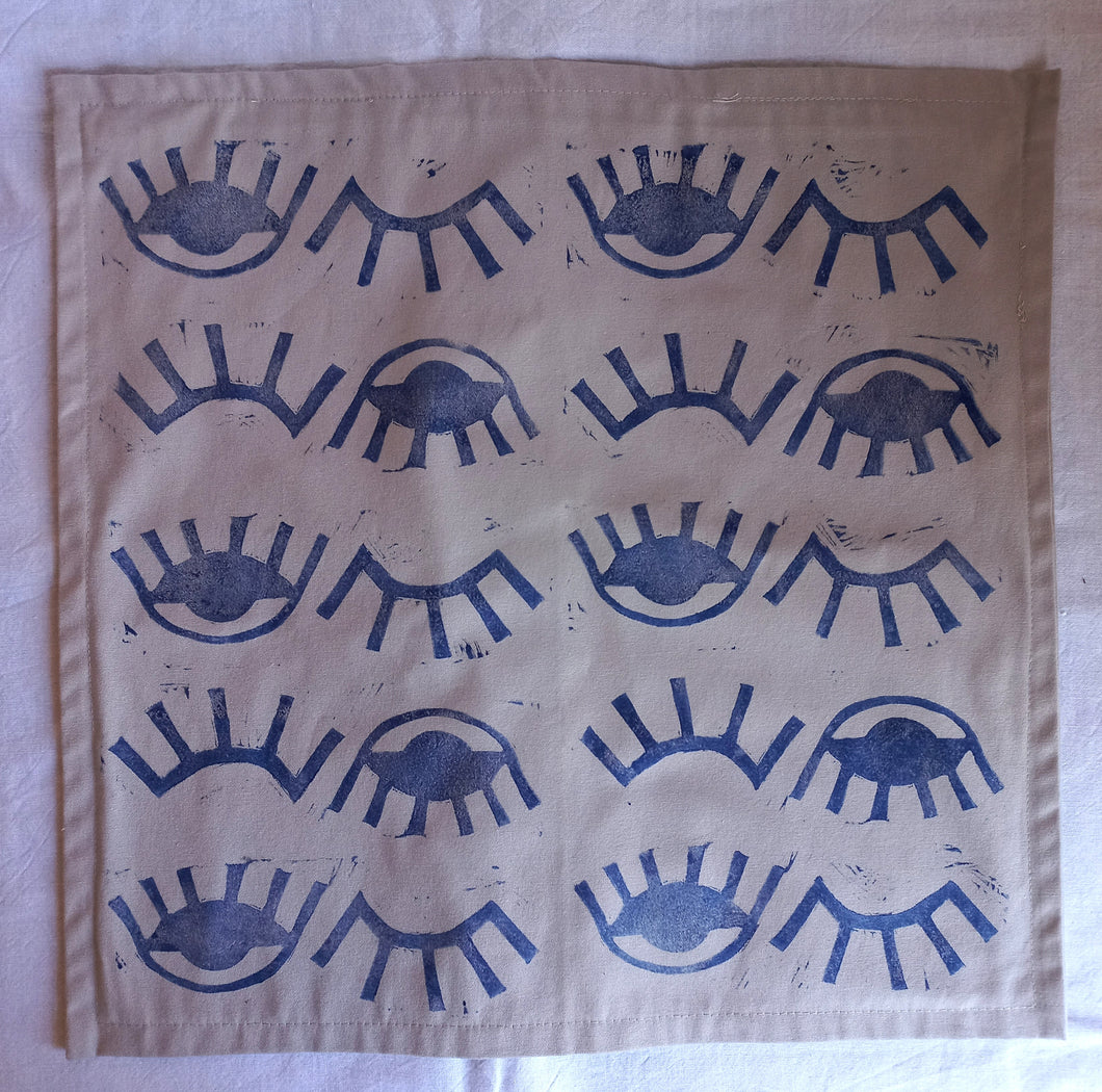 Block Printed Eye Design Cushion