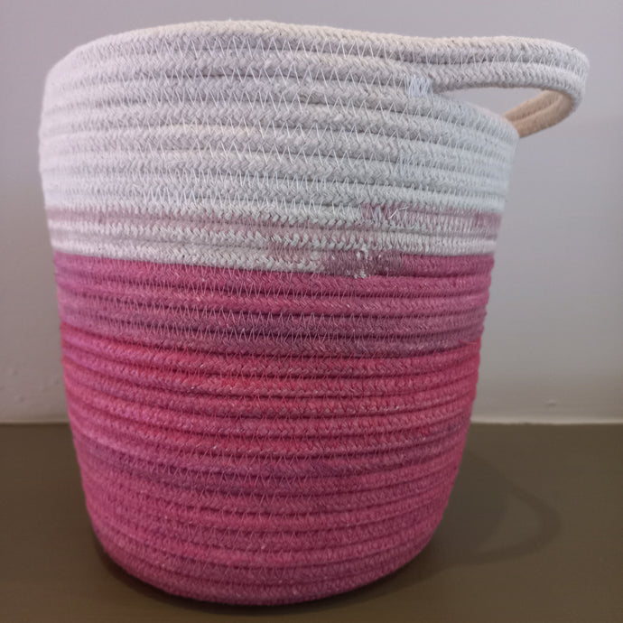 Pink and white hanging basket