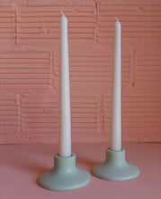 Load image into Gallery viewer, white paraffin taper candles in candle holders
