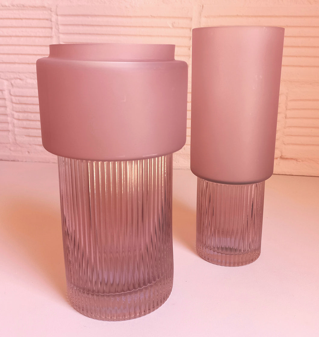dusty pink ribbed vases