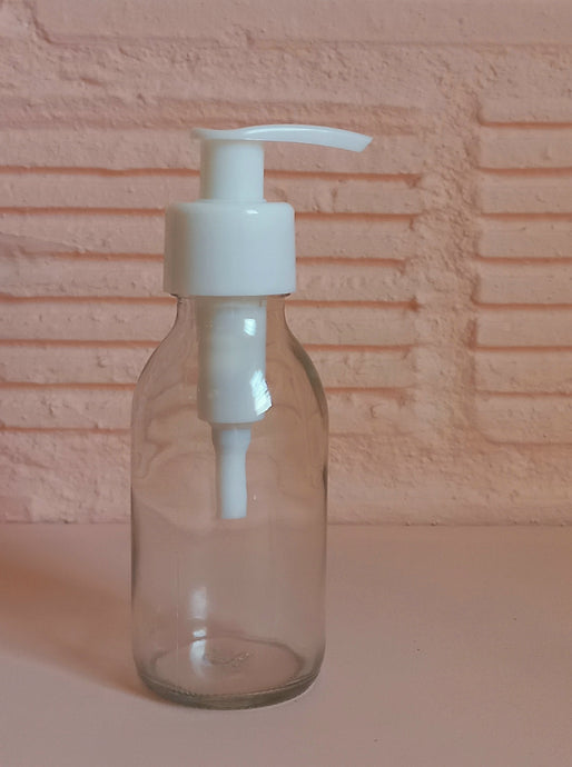 clear 100ml bottle with white dispenser