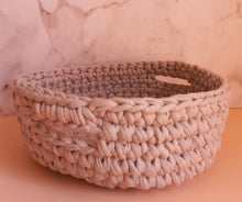 Load image into Gallery viewer, Light Grey Crochet Basket with Handles
