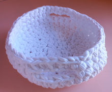 Load image into Gallery viewer, white crochet basket with handles
