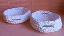 Load image into Gallery viewer, white crochet basket

