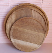 Load image into Gallery viewer, 3 sizes of oak platters together
