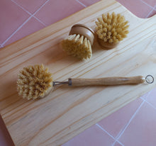 Load image into Gallery viewer, All natural cleaning brush with bamboo handle and round sisal head
