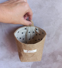 Load image into Gallery viewer, Small hessian storage hanging pouch
