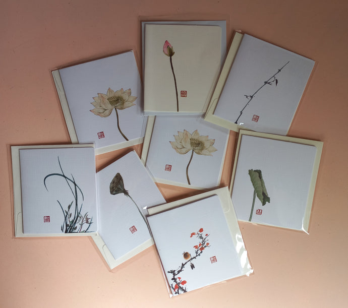 8 Asian art inspired small gift cards