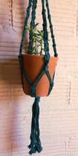 Load image into Gallery viewer, Dark forest green macrame plant hanger
