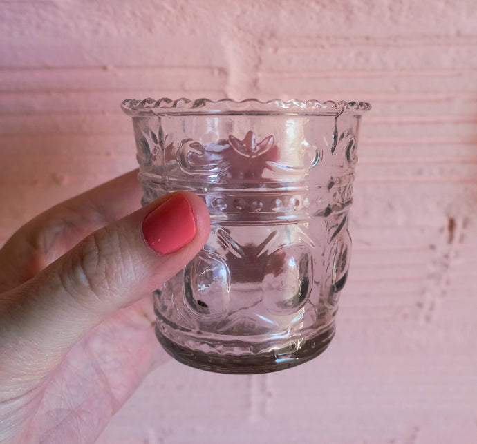 Glass embossed candle votive