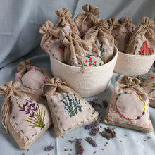 Load image into Gallery viewer, Emroidered Linen  Lavender Sachet
