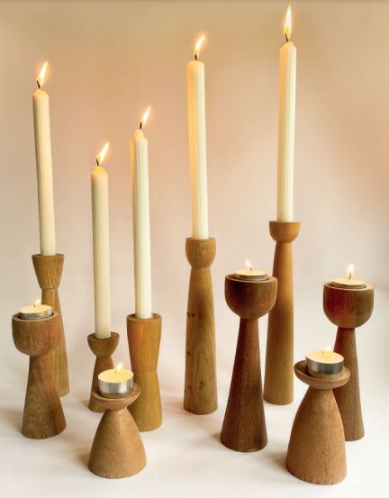 assorted wooden candlesticks