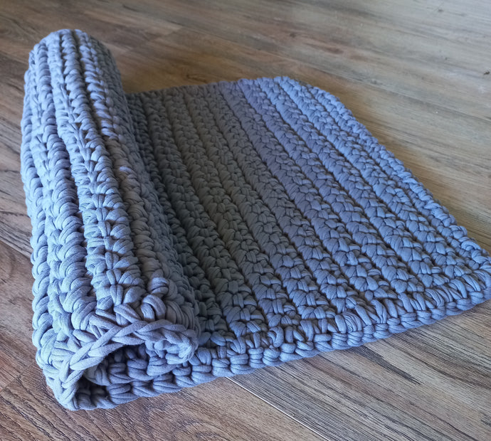 Dark grey crochet bath mat