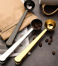 Load image into Gallery viewer, Gold spoon for measuring coffee and clipping the bag
