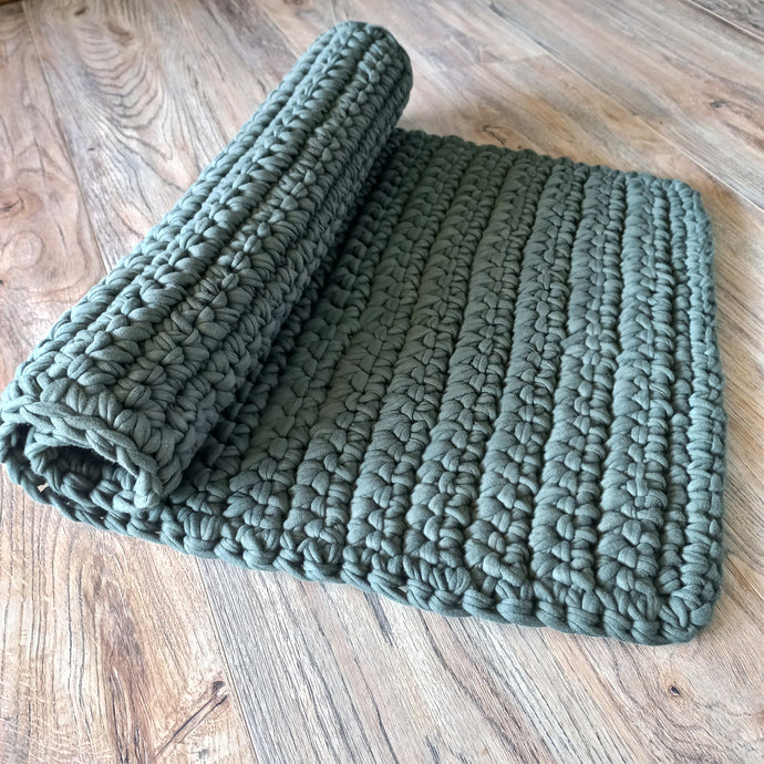 Olive green crochet mat
