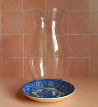 Load image into Gallery viewer, Hurricane lamp on vintage saucer
